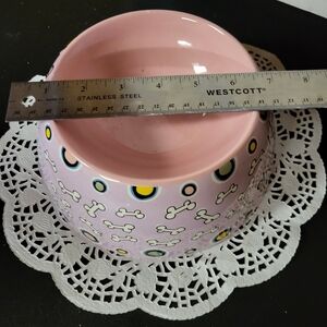 Pink Dog Bowl with Bone Pattern